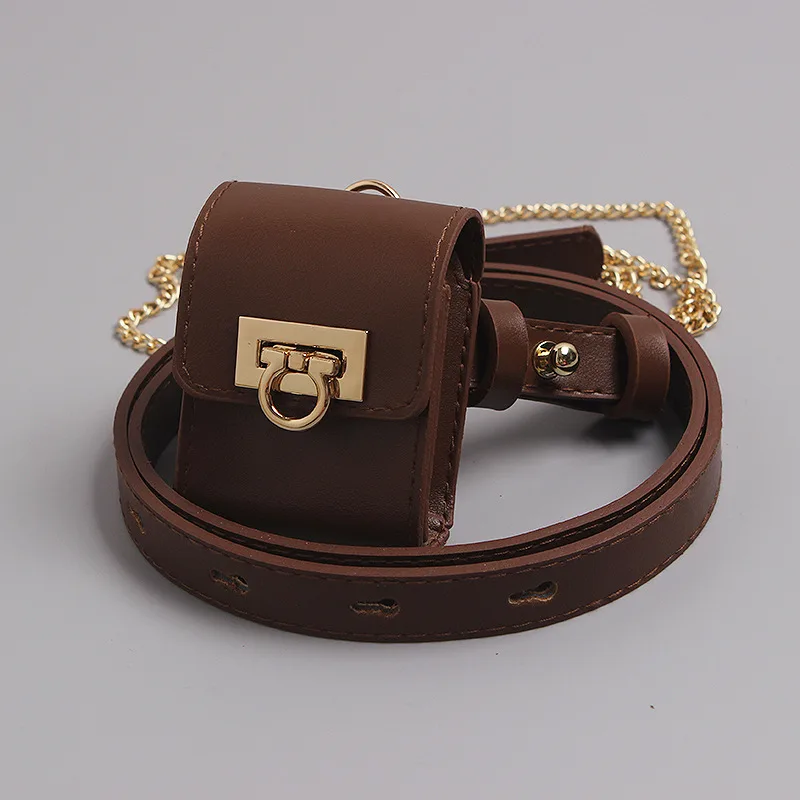 Chain Mini Messenger Bag Belt Waist Bag Coffee - Shop at LoveMi