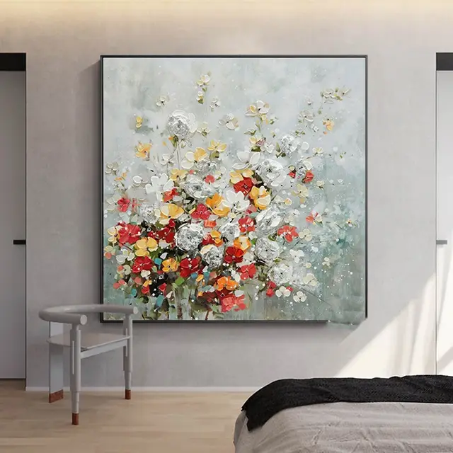 Frameless White Flower Wall Art Oil Painting 5Style - Shop at LoveMi