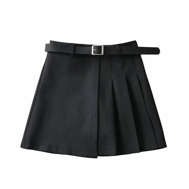 Pure Color Pleated Skirt Short Skirt Women Casual Simple Skirt Black - Shop at LoveMi