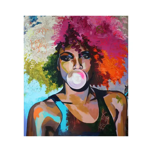 Color Graffiti Art Painting Africa Girl Abstract Oil Painting Printing Posters And Modern Home Wall Decoration G - Shop at LoveMi