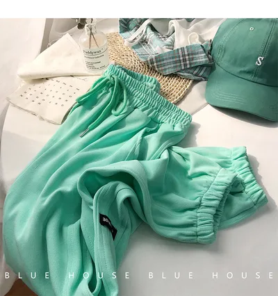 Fashion Candy Bright Color Loose Casual Harem Pants Ladies Sweatpants Fruit Green - Shop at LoveMi