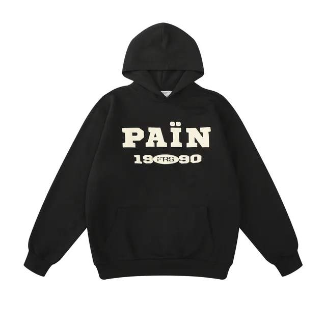 Men's And Women's College Style Letter Print Hooded Long sleeved Sweater Black - Shop at LoveMi
