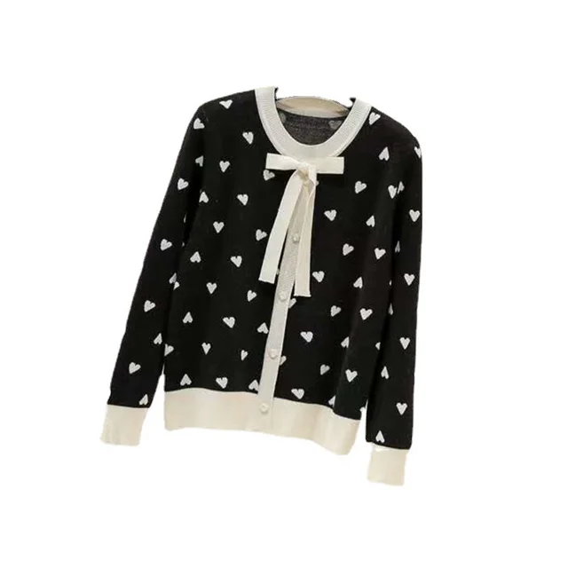 Women's Plus Fat Love Pearl Button Sweater Black - Shop at LoveMi
