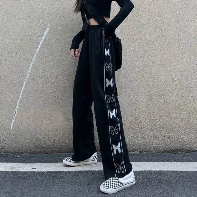 High waisted Casual Loose fitting Harem Long Pants Black - Shop at LoveMi