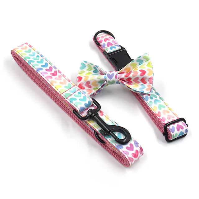 Pet Collar Traction Rope Bow Set Pink - Shop at LoveMi