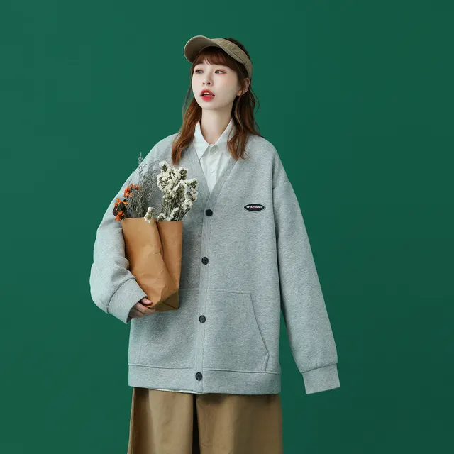 Cardigan Jacket Female Niche Cool Girl Wearing A Top Grey - Shop at LoveMi