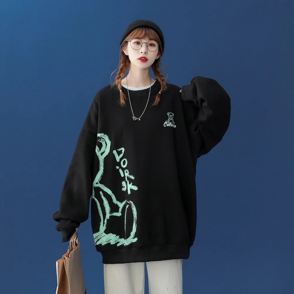 Long sleeved High Street Ins Tide Super Fire Design Niche Top Black - Shop at LoveMi