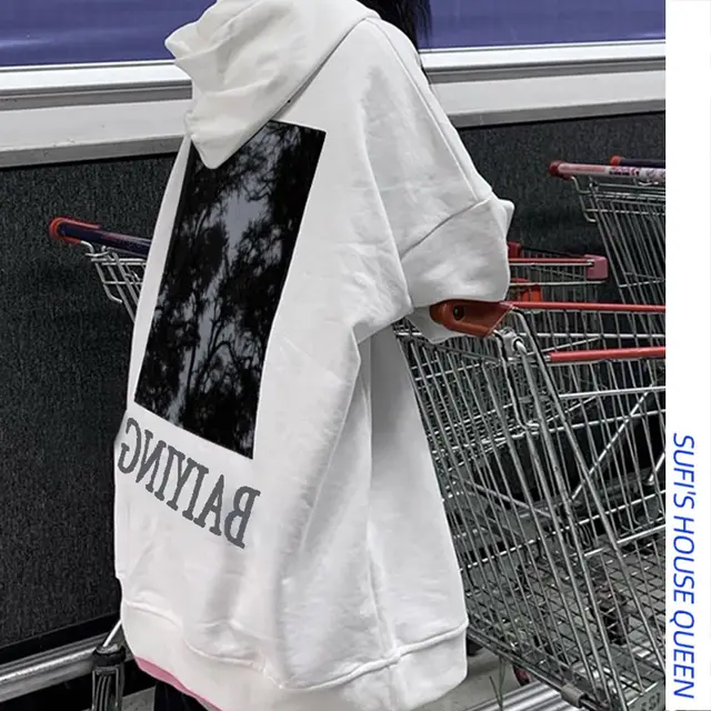 High Street Fashion Brand Ins Harajuku Style National Tide Top White Plus Velvet - Shop at LoveMi