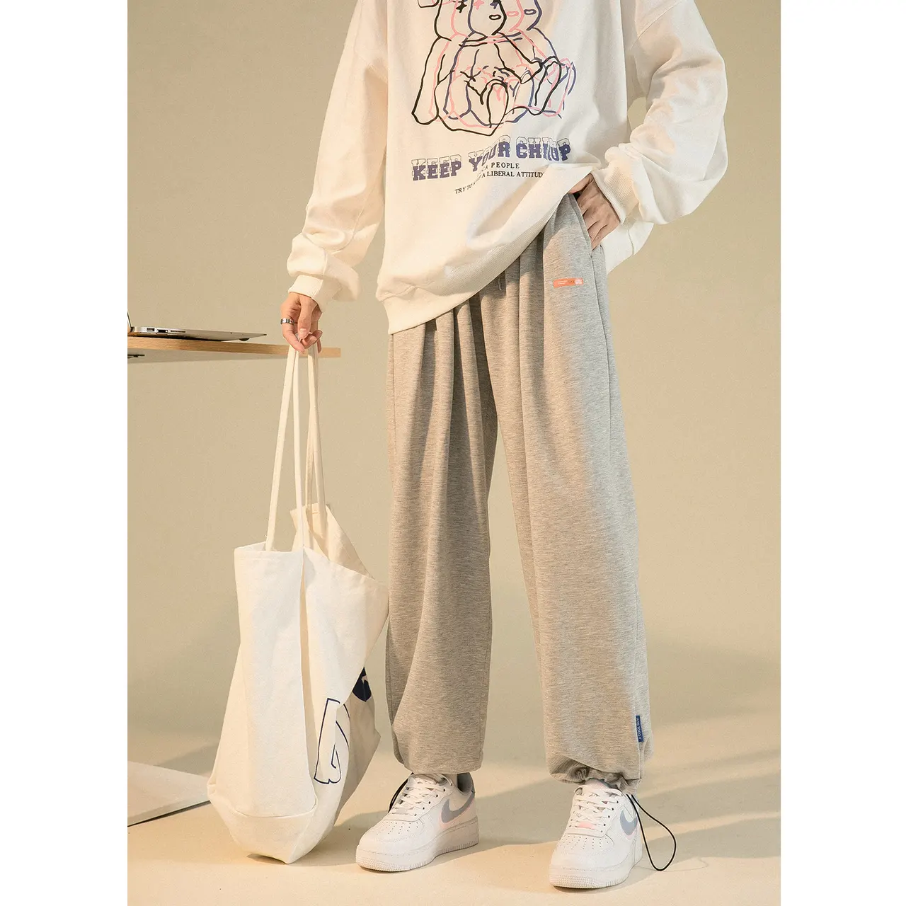 Silk Quick-drying Pants Overalls Casual Pants Summer Trousers Sports Pants - Light Grey