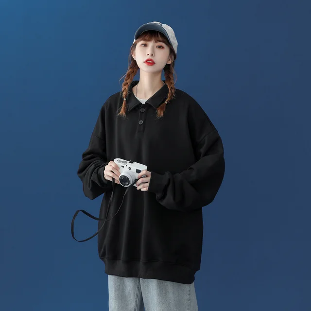 Japanese Women's Long sleeved Early Autumn Blouse Black - Shop at LoveMi