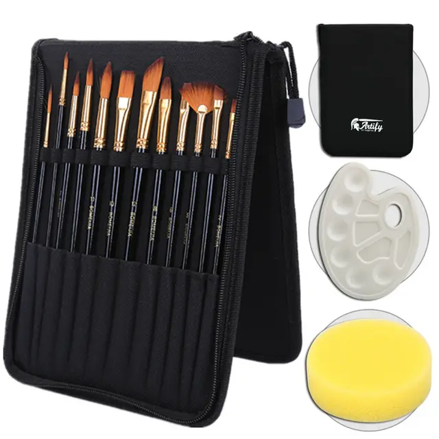Black Rod Canvas Bag With Scraper, Board Brush, Art Supplies, Nylon Brush Set Palette Sponge Cake - Shop at LoveMi