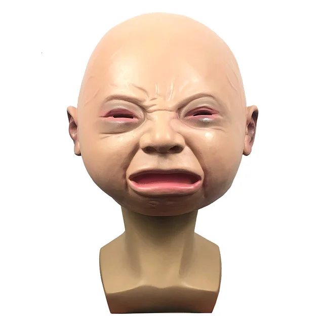 Cute Children Latex Headgear Mask Funny Face Headgear For Masquerade Party Crying Face Hood - Shop at LoveMi