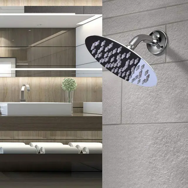 6 Inch Stainless Steel Round And Thin Supercharged Water saving Mirror Top Spray Shower Nozzle Silver - Shop at LoveMi