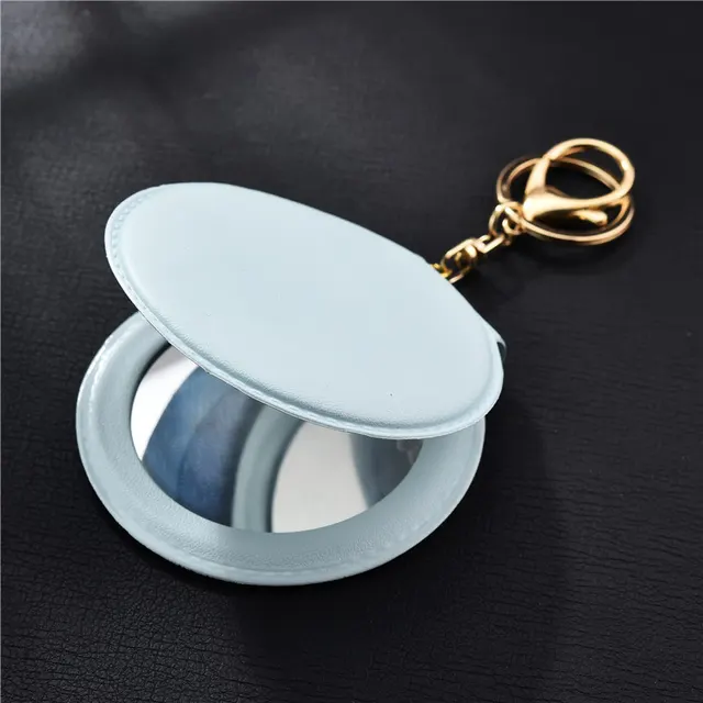 Ladies Makeup Mirrors Carry Small Round Mirrors With You Light Blue - Shop at LoveMi