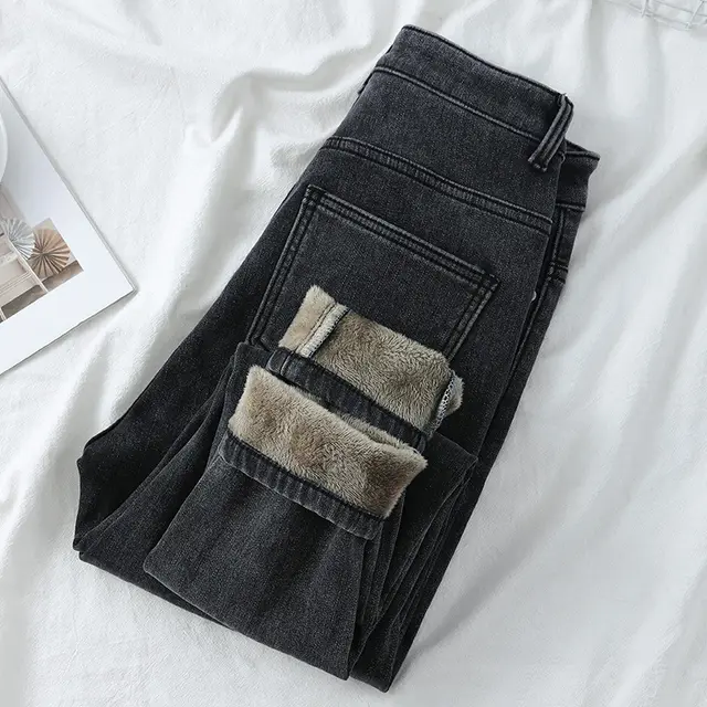 Fashion Ladies' High waisted Plus Velvet Feet Pants Black Grey - Shop at LoveMi