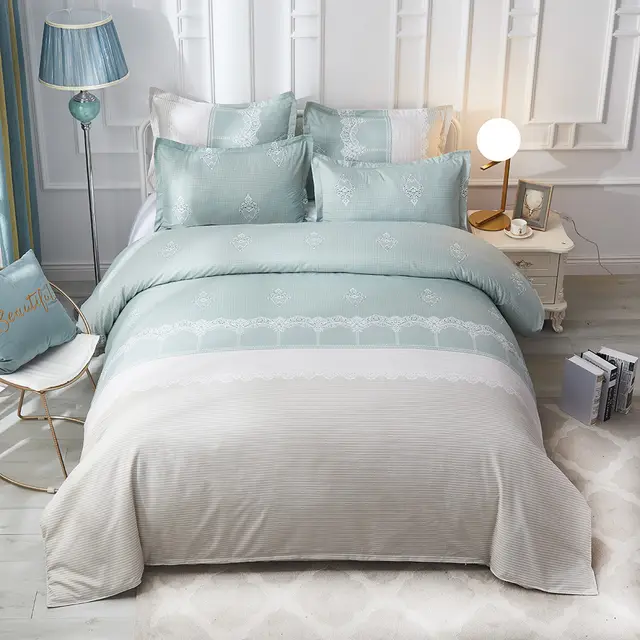 Luxury Comforter Bedding Set Printed Duvet Cover Pillowcases Mung Bean - Shop at LoveMi