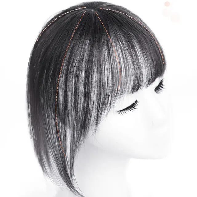 Real Hair Wig Mechanism 3D Air Bangs Wig Black - Shop at LoveMi