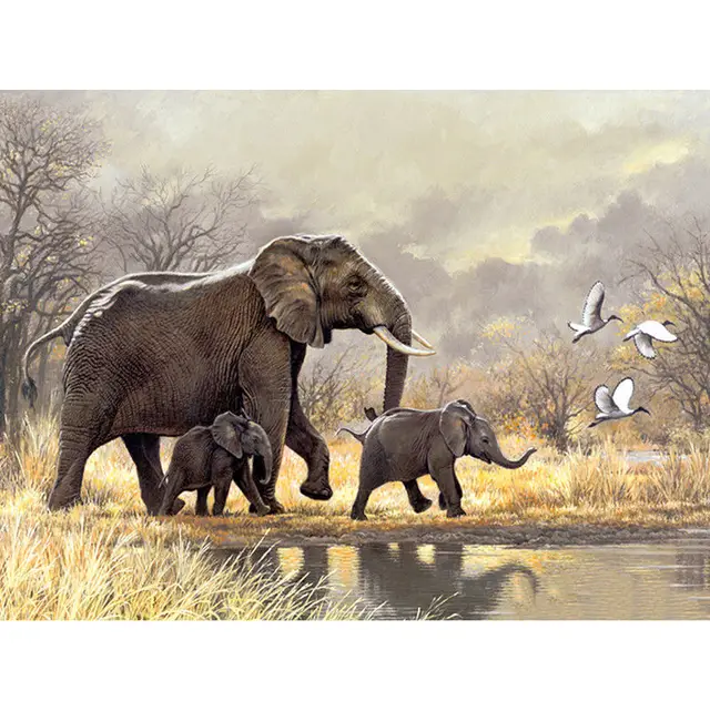Diamond Embroidery Rhinestone Painting Elephant Family - Shop at LoveMi