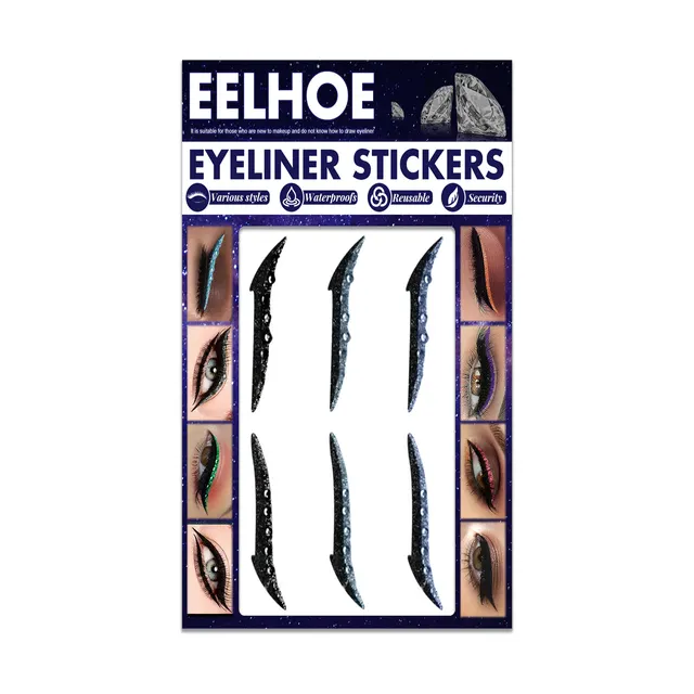 Colored Diamonds Eyelid Line Sticker Waterproof Self adhesive Eye Liner Eyeliner Stickers Party Sexy Cat Eyes Beauty Makeup Tool 1 Style - Shop at LoveMi