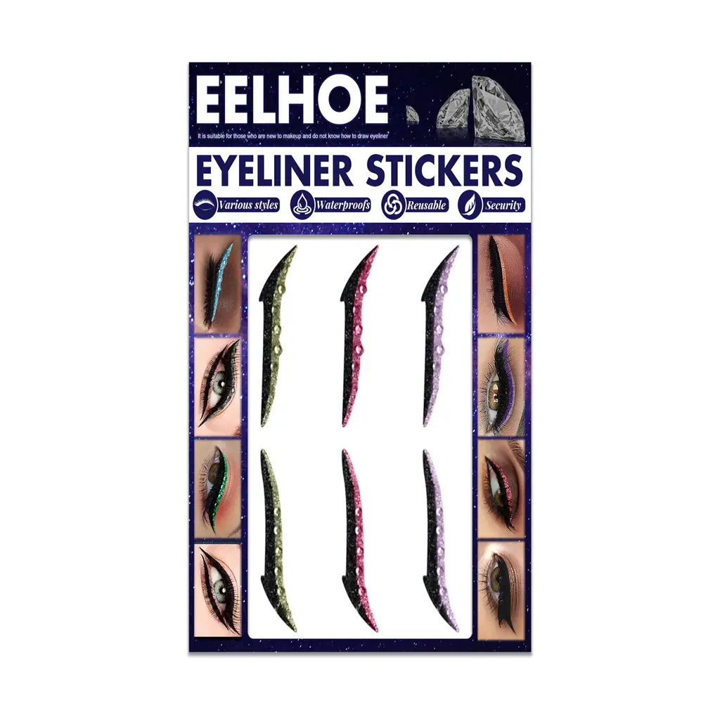 Coloured Diamonds Eyelid Line Sticker Waterproof Self-adhesive Eye Liner Eyeliner Stickers Party Sexy Cat Eyes Beauty Makeup Tool - 5 Style