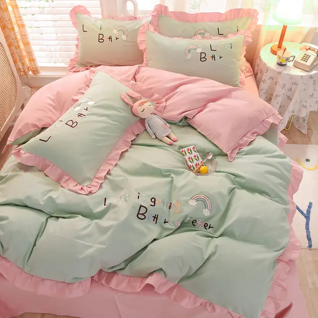 Four piece Brushed Cotton Summer Cartoon Set Green - Shop at LoveMi