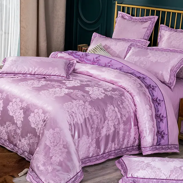 Four piece Bed Full Cotton 1.5m1.8m Linen And Duvet Cover Purple - Shop at LoveMi