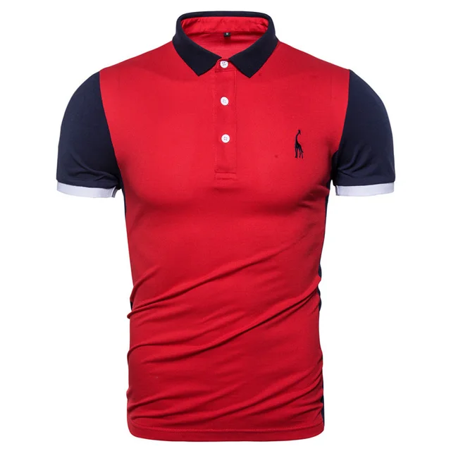 Men's Casual POLO Shirts Men's Slim Short sleeved T shirts Blackred - Shop at LoveMi