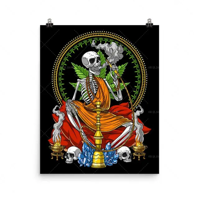 Buddha Skeleton Wall Decoration Hookah Weed Canvas Painting Printing Wall Painting Buddha Skeleton - Shop at LoveMi