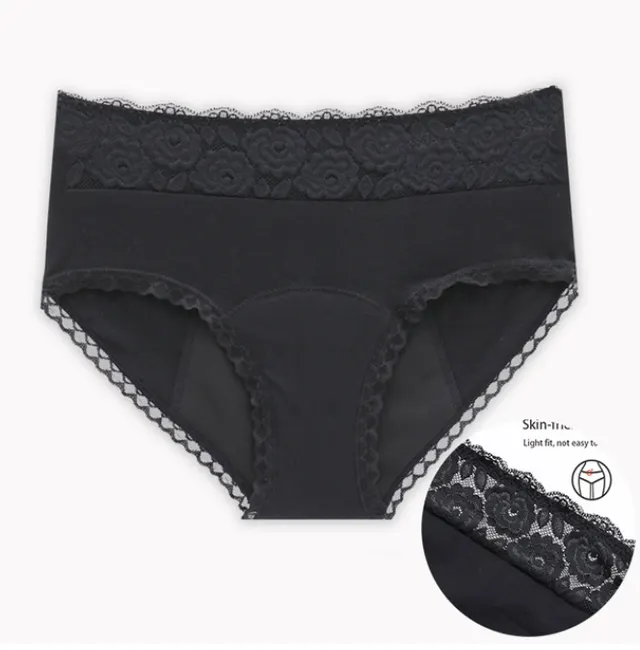 Large Size Ladies Cotton Physiological Underwear Front And Rear Leak proof Four layer Sanitary Napkin free Aunt Panties Lace Flower - Shop at LoveMi