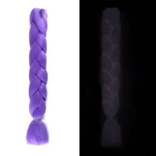 Luminous Fluorescent Chemical Fiber Wig Big Braid - Dark Purple