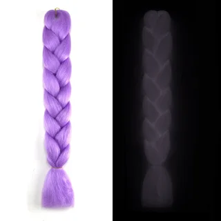 Luminous Fluorescent Chemical Fiber Wig Big Braid - Light Purple