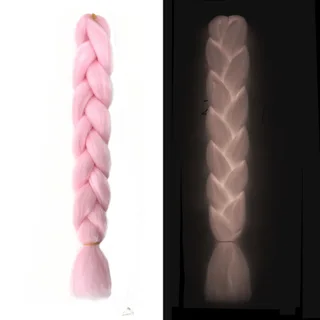 Luminous Fluorescent Chemical Fiber Wig Big Braid - Pink