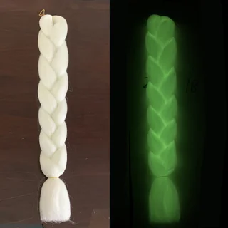 Luminous Fluorescent Chemical Fiber Wig Big Braid - White