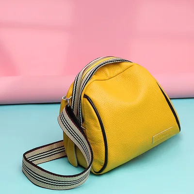 Cowhide Saddle Bags For Lady Brand Women Handbag Genuine Yellow - Shop at LoveMi