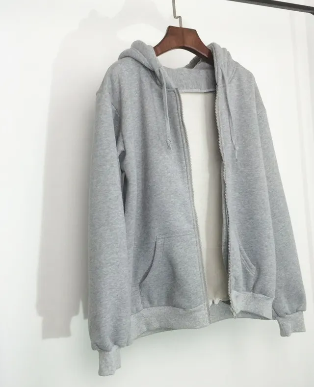 Hooded Long sleeved Winter Sweater Women's Jacket Padded Top Grey - Shop at LoveMi