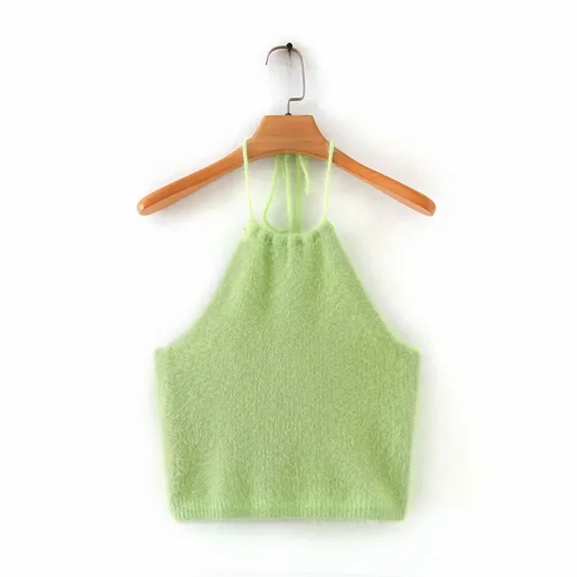 All match French Halter Neck Halter Sling Shirt Bottoming Shirt Women Green - Shop at LoveMi