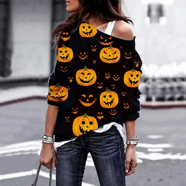 Printed Round Neck Pullover Ladies Sweater I - Shop at LoveMi