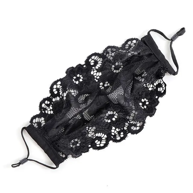 Sweet Flower Embroidered Lace Mask Ladies Adjustable Ear Rope Mesh Single Layer - Shop at LoveMi