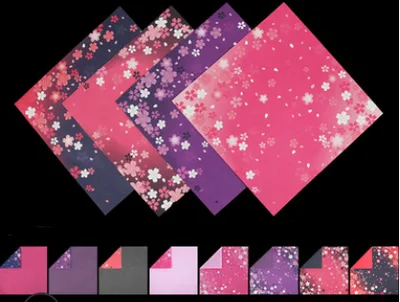 Double sided Two color Japanese style Floral Origami Square Printing Origami Colorful Cherry Blossom Paper - Shop at LoveMi