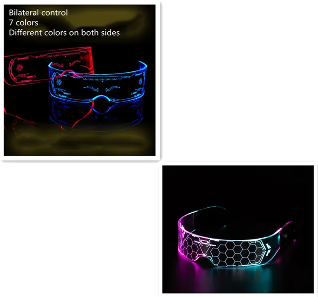 LED Luminous Glasses Party Bar Disco Punk Glasses Futuristic Style Festival Goggles Decoration Gifts Set A - Shop at LoveMi