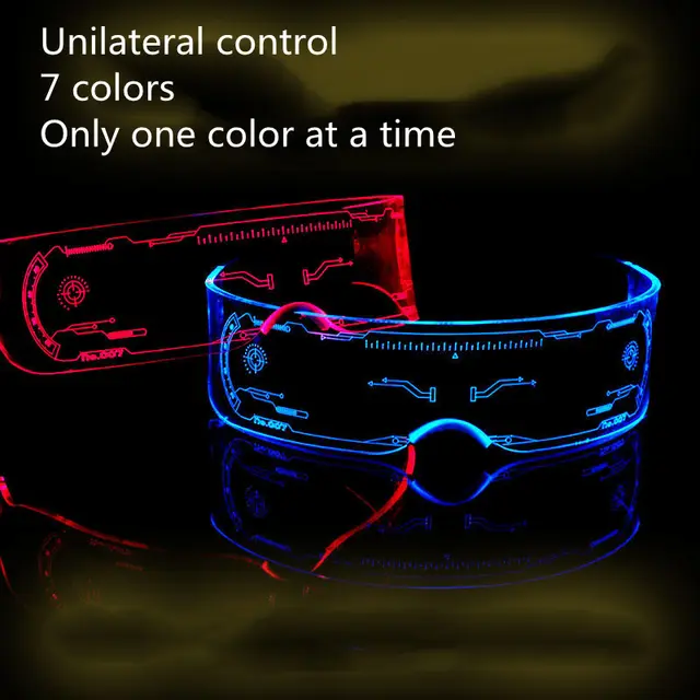LED Luminous Glasses Party Bar Disco Punk Glasses Futuristic Style Festival Goggles Decoration Gifts Upgraded Unilateral Control - Shop at LoveMi