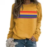 Color Striped Print Round Neck Pullover Long Sleeve Sweater - Tmw16110-M