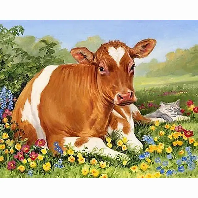 Diamond Painted Cow Embroidery Square - Shop at LoveMi