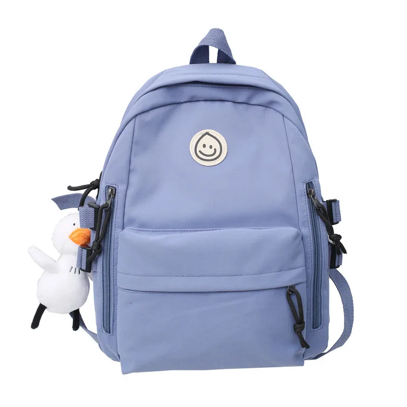 Student Backpack Mori Pure Color Junior High School Campus Backpack Blue - Shop at LoveMi
