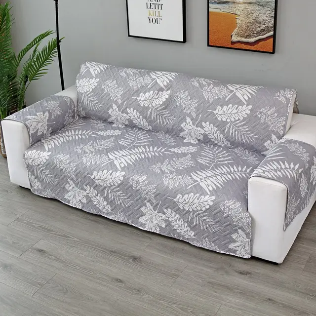 Washable One piece Pet Sofa Cover Four Seasons Non slip Sofa Cover Leaf Sofa Cover Grey - Shop at LoveMi