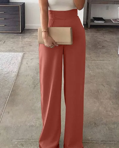 Women's Casual Jumpsuit Elegant Patchwork Wide Leg Off Shoulder Brown - Shop at LoveMi