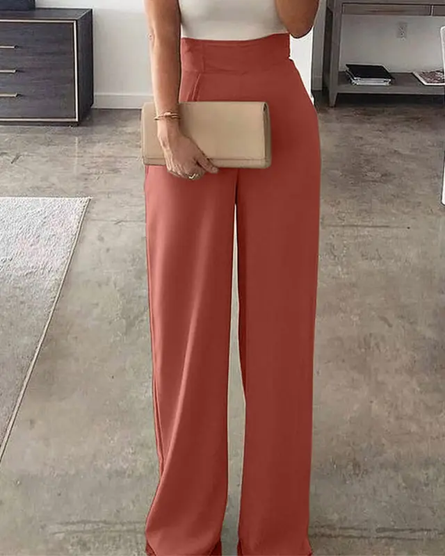 Women's Casual Jumpsuit Elegant Patchwork Wide Leg Off Shoulder Light Brown - Shop at LoveMi