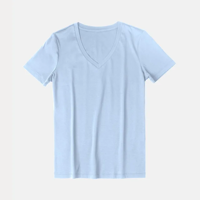 Women's Pure Cotton Simple And Versatile Short sleeved T shirt Women's Clothing Blue - Shop at LoveMi