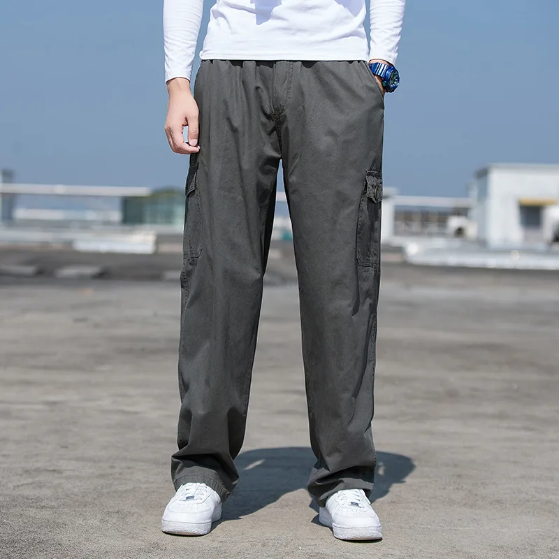 Men's Loose Straight leg Pants Spring Pants Dark Military Color L - Shop at LoveMi