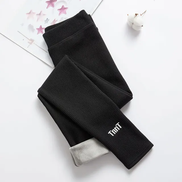 Cotton Leggings Ladies Lamb Wool Plus Velvet Thickened Outer Wear High Waist Black - Shop at LoveMi